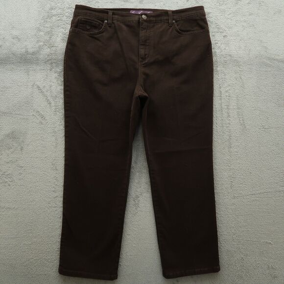 Gloria Vanderbilt Jeans Women's 16P Brown Amanda High-Rise Straight 25" Inseam - Picture 1 of 16